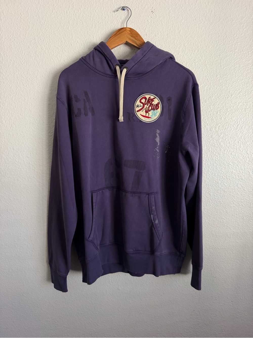 Polo Ralph Lauren Surf Club RL Distressed Vintage Fit Hoodie Patch PWing Men